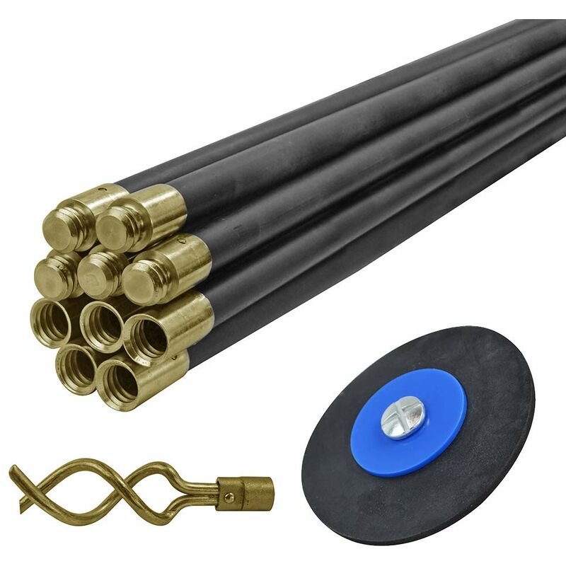Image of Faithfull Drain Clean Set (10 x Rods,plunger,worm)