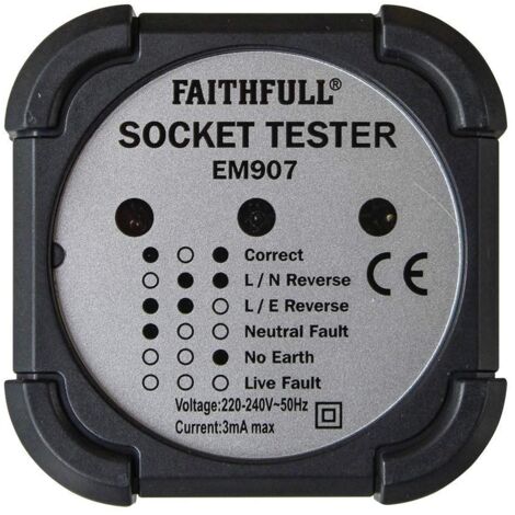 Faithfull EM907 Socket Polarity Tester FAIDETSOC
