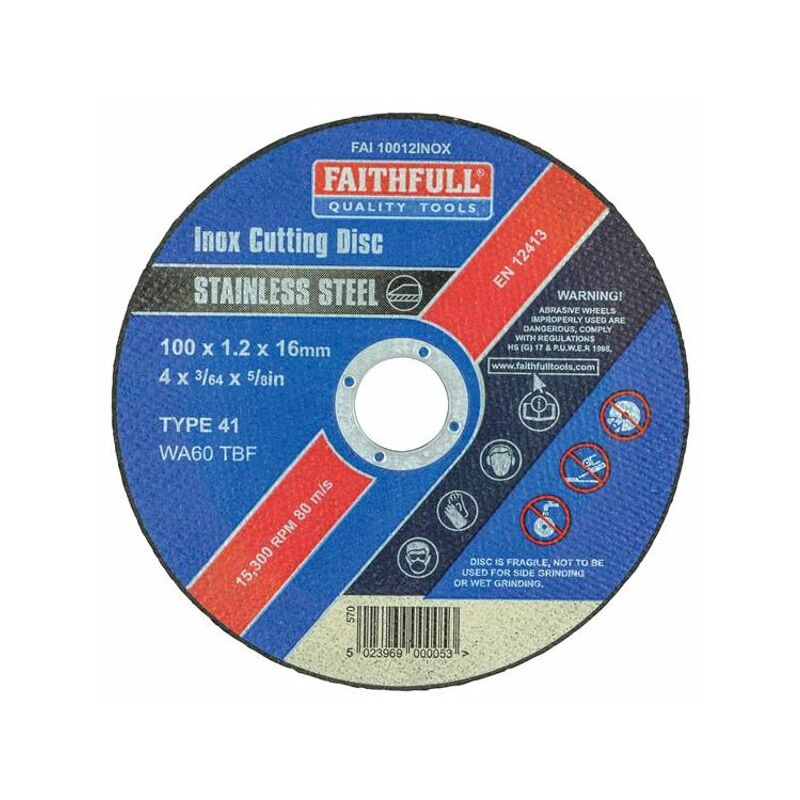 Inox Cutting Disc 100 x 1.2 x 16mm FAI10012INOX - Faithfull