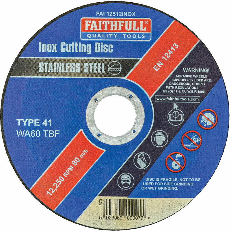 Faithfull FAI11512INOX Inox Cutting Disc 115 x 1.2 x 22.23mm