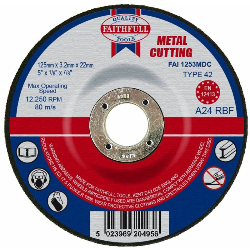 Depressed Centre Metal Cutting Disc 125 x 3.2 x 22.23mm FAI1253MDC