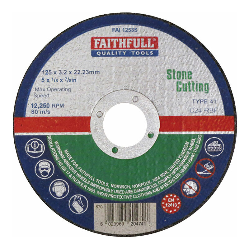 Faithfull FAI1253S Stone Cut Off Disc 125 x 3.2 x 22.23mm