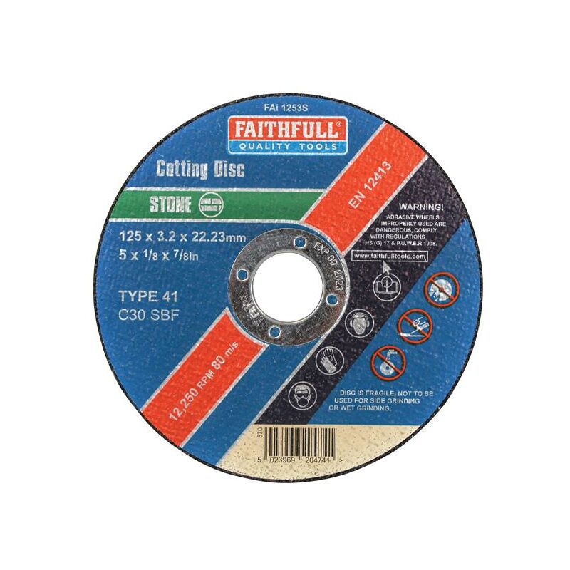 Faithfull - Stone Cut Off Disc 125 x 3.2 x 22.23mm FAI1253S