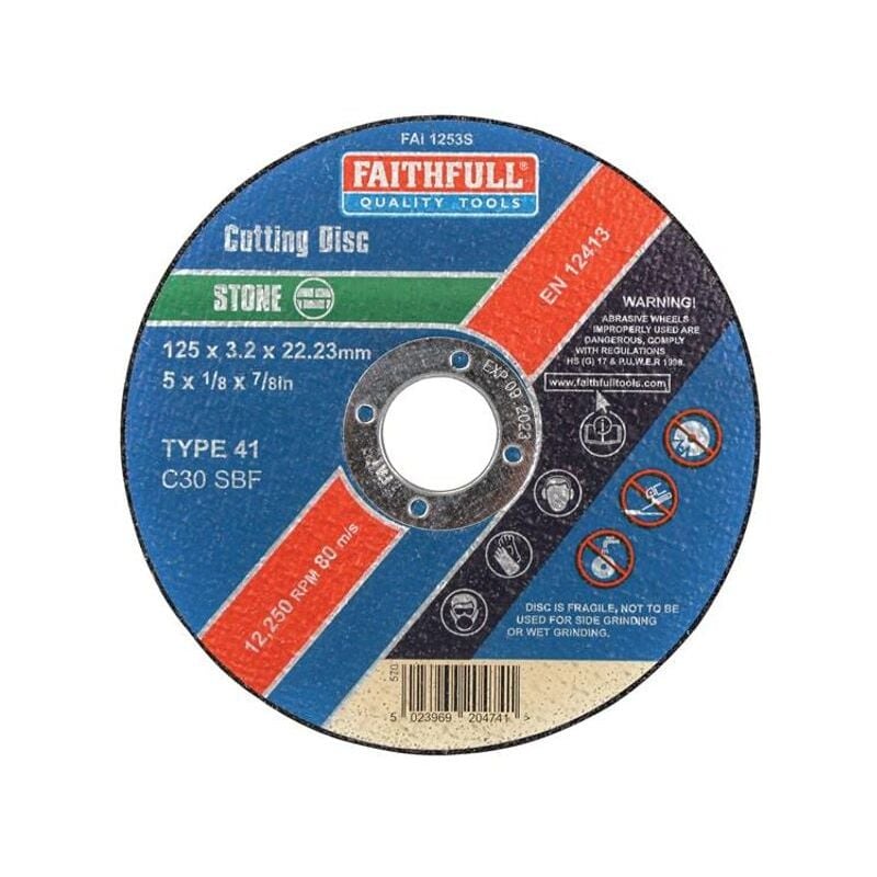 Faithfull - Stone Cut Off Disc 125 x 3.2 x 22.23mm FAI1253S
