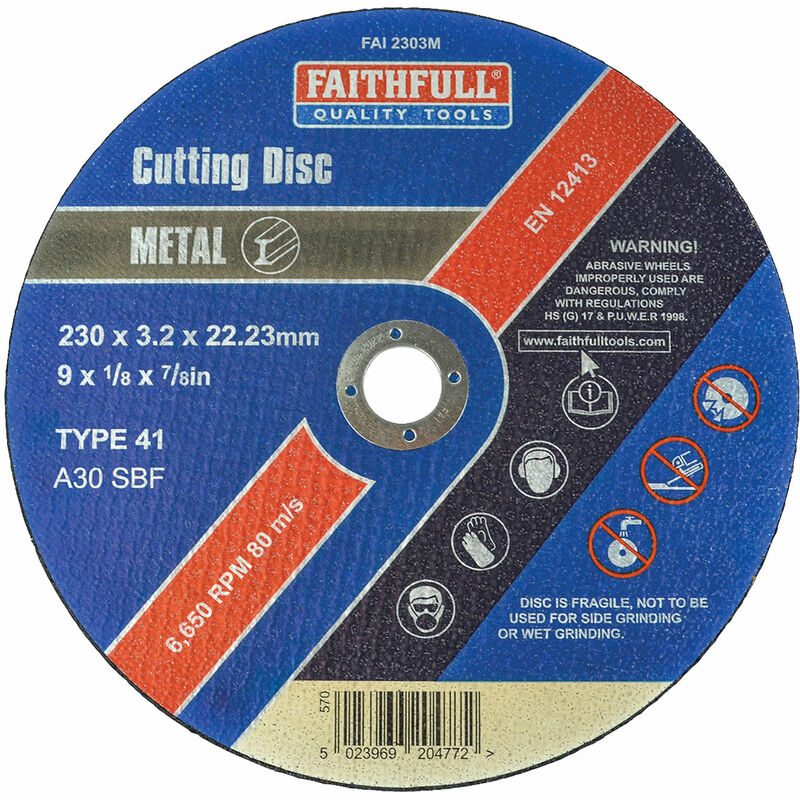 Faithfull - FAI2303M Metal Cut Off Disc 230 x 3.2 x 22.23mm