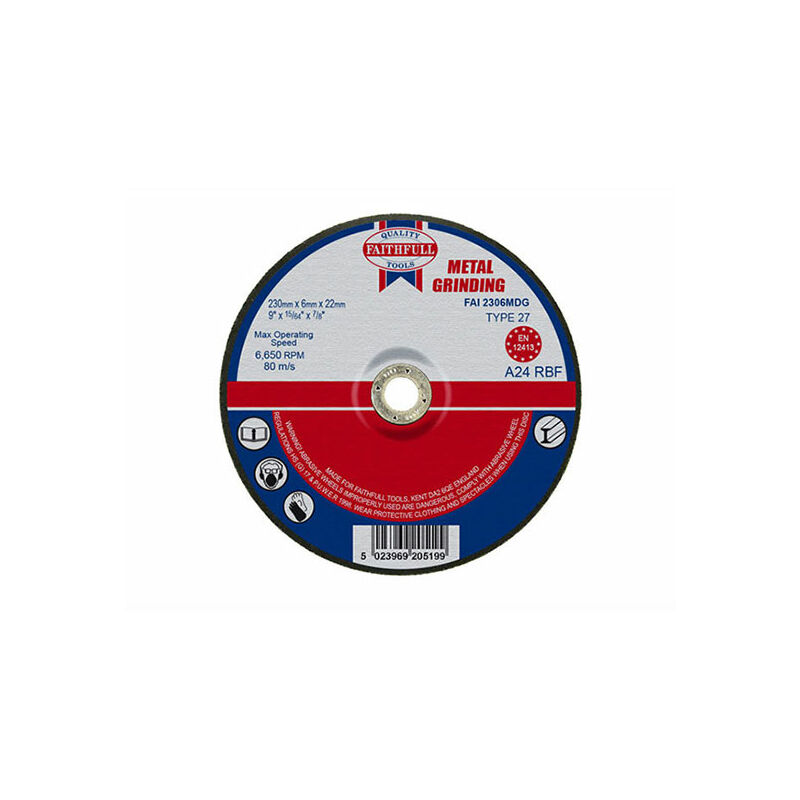 Grinding Disc for Metal Depressed Centre 230 x 6.5 x 22mm - Disc Depgrind - Faithfull