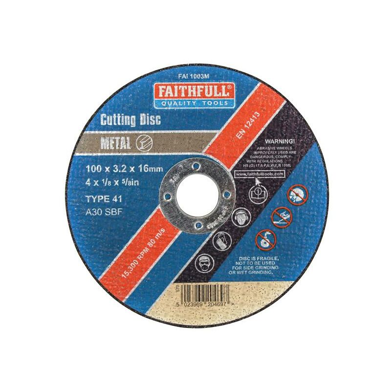Metal Cut Off Disc 100 x 3.2 x 16mm FAI1003M - Faithfull