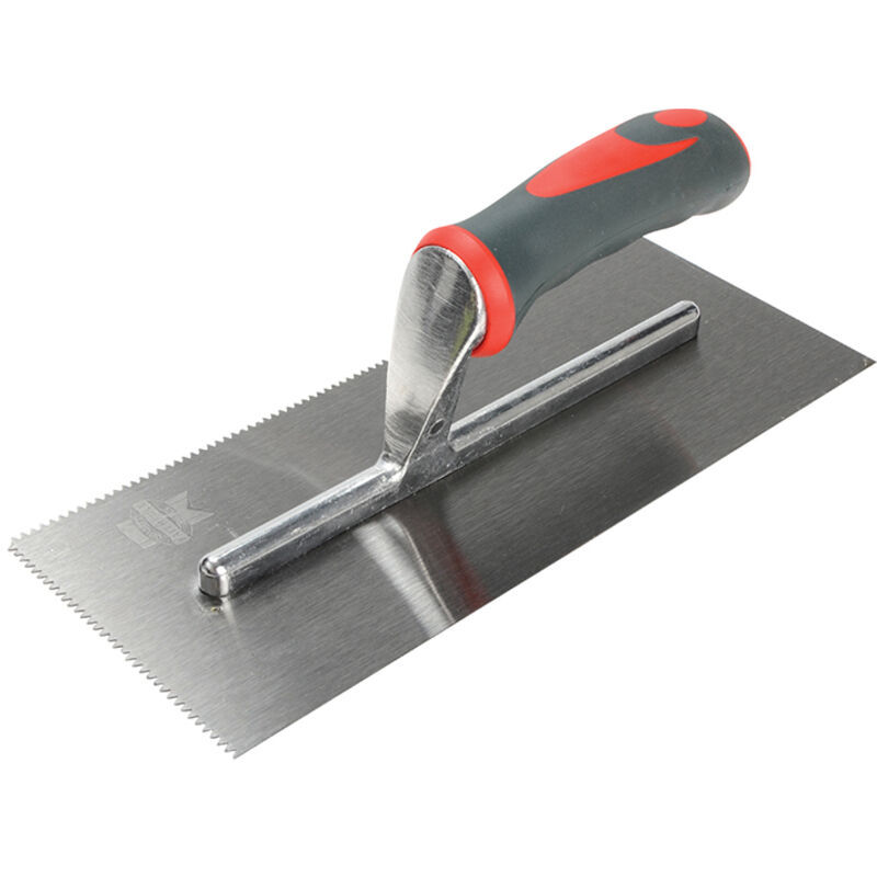Faithfull - Notched Trowel v 3mm Soft Grip Handle 11 x 4.1/2in FAISGTNOT3