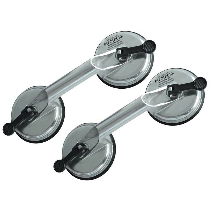 FAISUCPAD2P Double Pad Aluminium Pro Suction Lifter - Pack of 2 - Faithfull