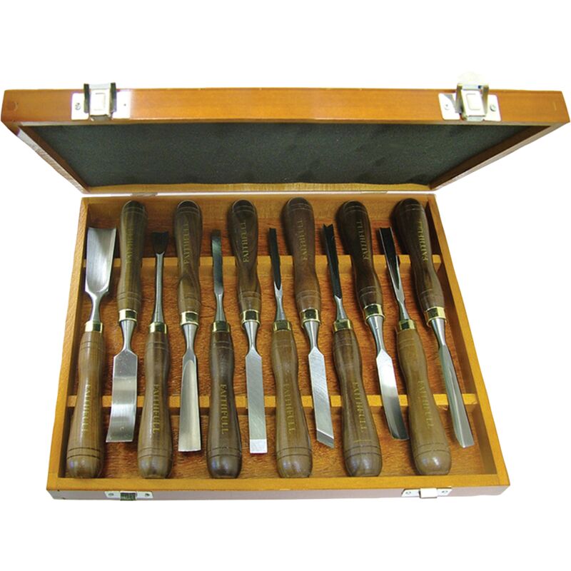 Woodcarving Starting Set in Wooden Box (12 Piece) - Faithfull