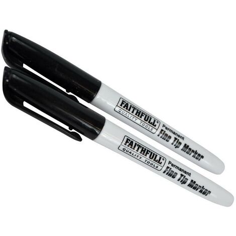 Faithfull Fibre Tip Marker Pen Black (Pack 2) FAIFTMBLK2