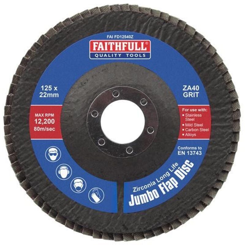 Faithfull - ZA40 125mm Zirconia Abrasive Jumbo Flap Disc FAIFD12540Z