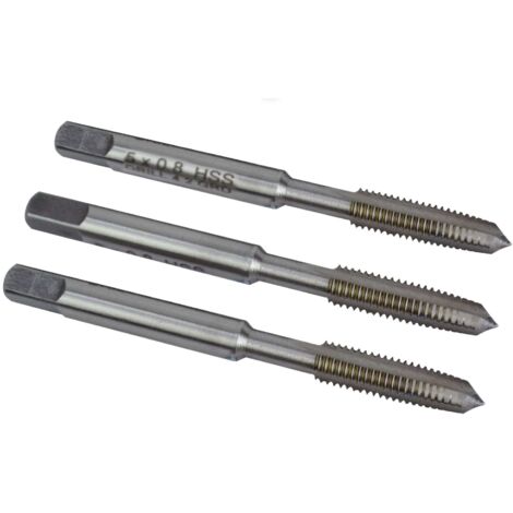 Faithfull HSS Straight Flute Tap Set (M5 x 0.8, 3 Pieces) for Precision Thread Cutting