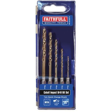 Faithfull HSSE M35 Cobalt Quick-Change Impact Drill Bit Set, 5 Piece FAIQCSET5