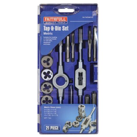 Faithfull Metric Tap & Die Set of 21 Carbon Steel FAITAPDSET21