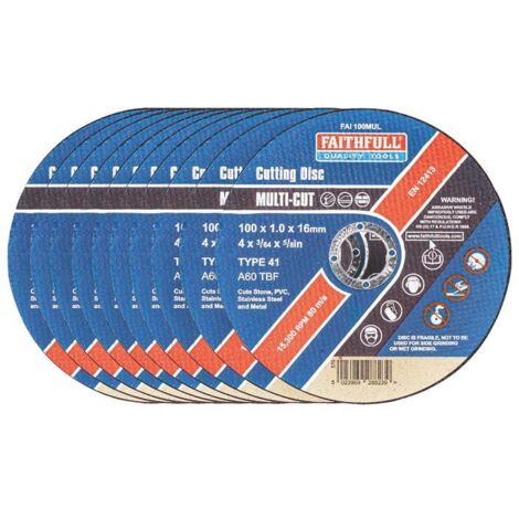 Faithfull Multi-Purpose Cutting Disc 100 x 1.0 x 16mm (Pack 10) FAI10010MUL