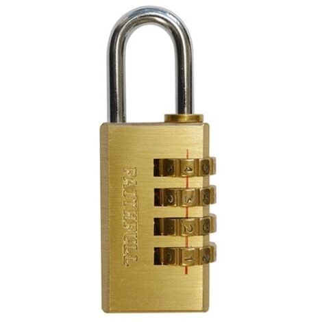 Faithfull NL11 Brass Combination Padlock 20mm FAIPLB20COM