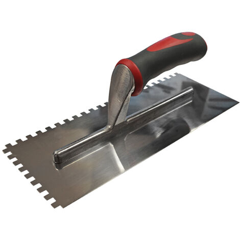 Faithfull Notched Trowel Serrated 6mm Stainless Steel Soft Grip Handle 11 x 4.1/2in FAISGTNOT6SS