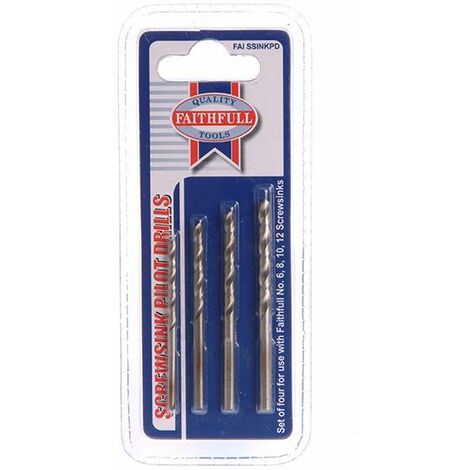FAITHFULL Pilot Drill Set Of 4 For Screwsinks