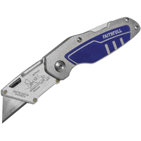 Faithfull Professional Lock Back Utility Knife - Heavy-Duty Retractable Blade for Precise Cutting and Safety