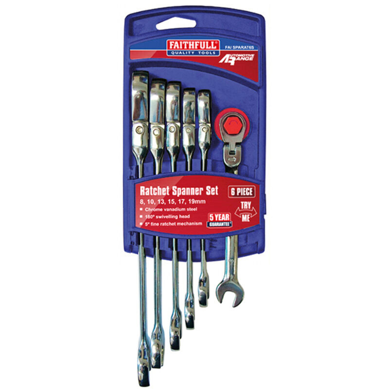 Faithfull Combi Spanner Flex Head Set 6 Metri