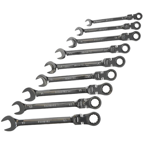 Faithfull Ratchet Combination Spanner Flex Head Set, 9 Piece FAISPARAT9S