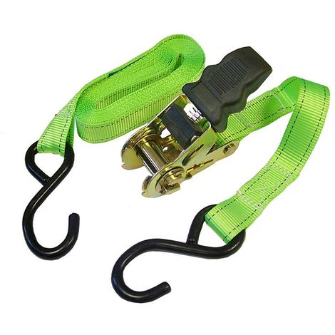 Faithfull Ratchet Tie-Downs S-Hook 5m x 25mm Breaking Strain 600kg/daN 2 Piece FAITDRAT51SH