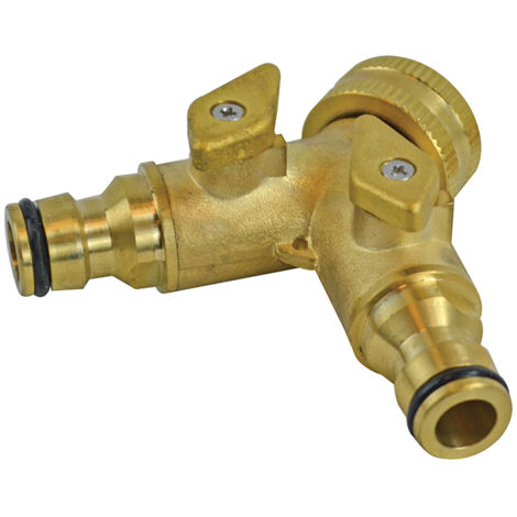 Faithfull SB3030 2 Way Shut Off Valve 19mm (3/4in) to 2 x 12.5mm (1/2in) FAIHOSE2WAY