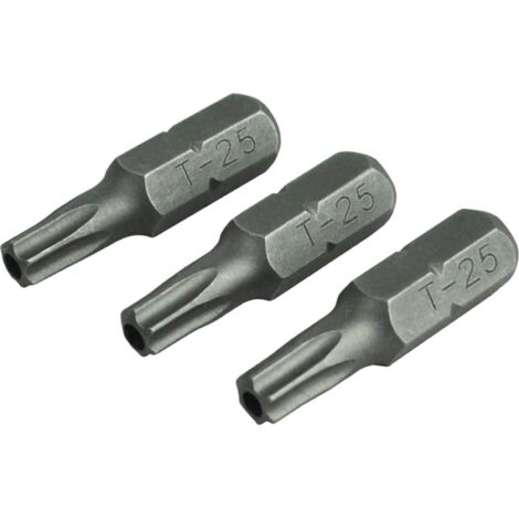 Faithfull Security S2 Grade Steel Screwdriver Bits T25S x 25mm (Pack 3) FAISBT2525S