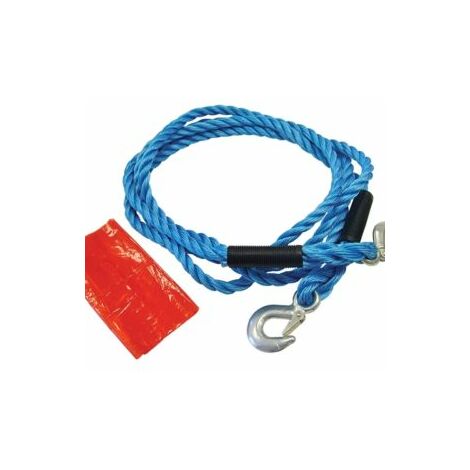 Faithfull Tow Rope 4m Metal Hooks 2 Tonne