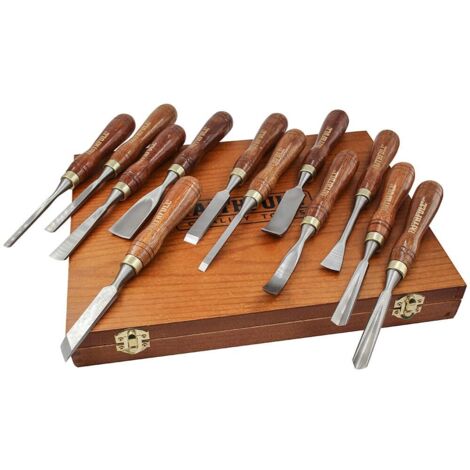 Faithfull WCSET12 - Set per intaglio legno, 12 pezzi, con custodia