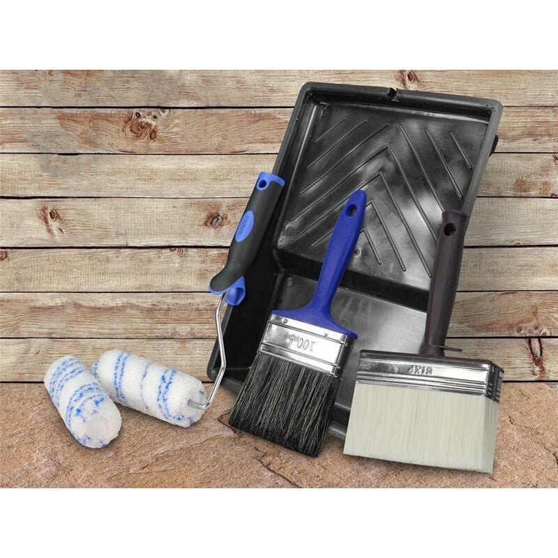 Faithfull - Wood Care Paint Brush & Roller Kit, 6 Piece fairkitwood