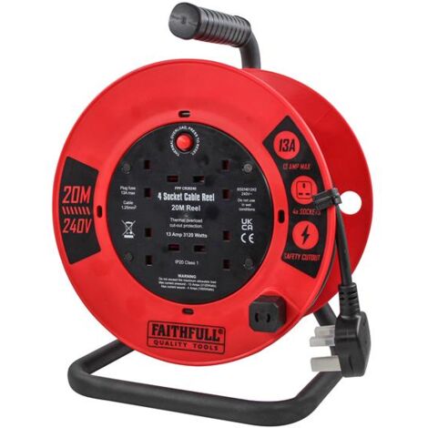 Faithfull XMS25CR20M 20M Cable Reel 13A