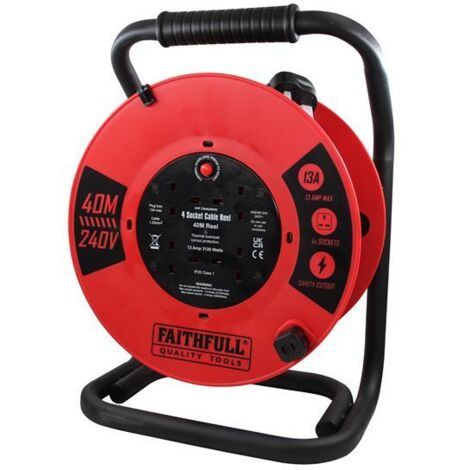 Faithfull XMS25CR40M 40m 13A Heavy Duty Cable Reel