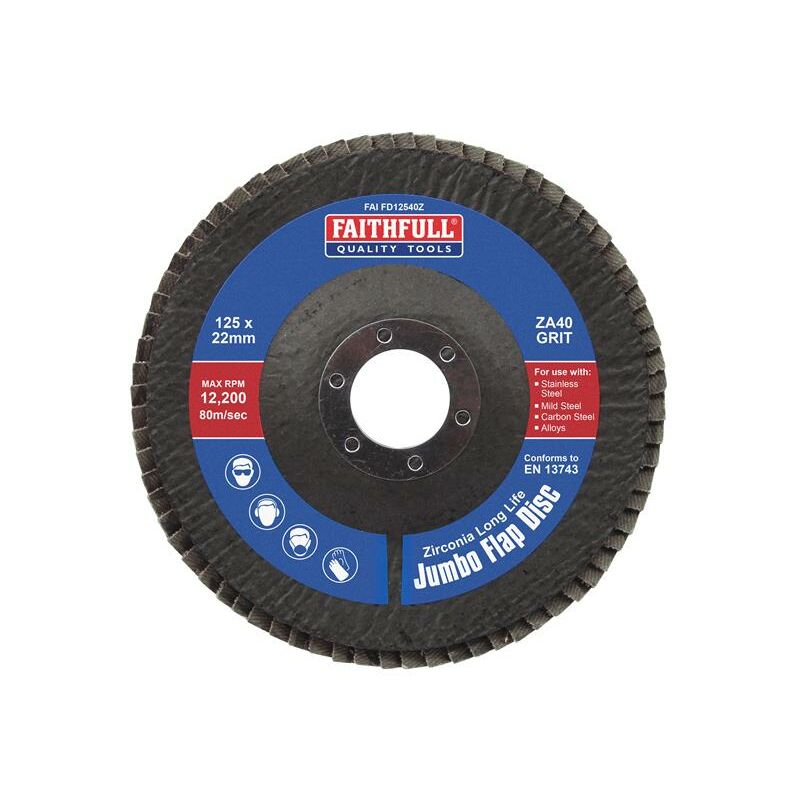 Faithfull - ZA40 125mm Zirconia Abrasive Jumbo Flap Disc FAIFD12540Z