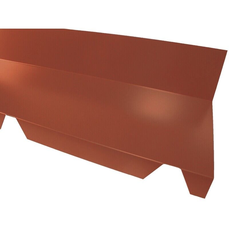 Faitière crantée contre mur pour bac acier 1045 - L 2100mm - Coloris - Rouge 8012, Hauteur - 120 mm, Largeur - 225 mm, Longueur - 2100mm