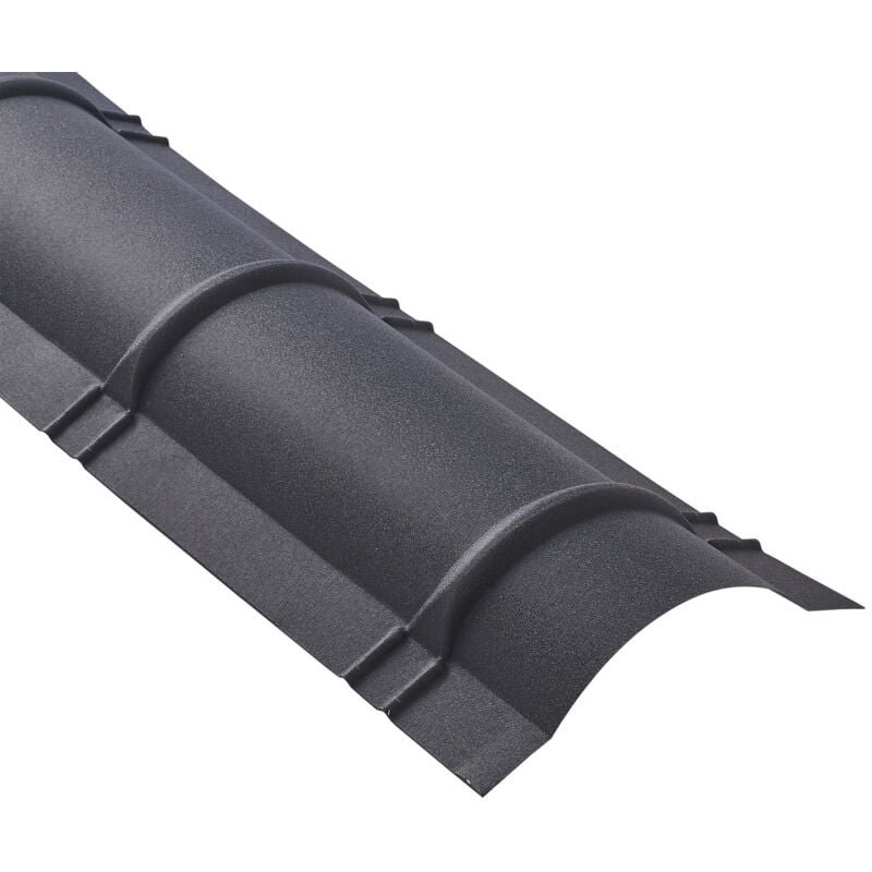 Faîtière demi-cercle pour toiture acier galvanisé laqué mat aspect tuile l 2,1 m - Coloris - Gris anthracite mat, Longueur - 2,1 m