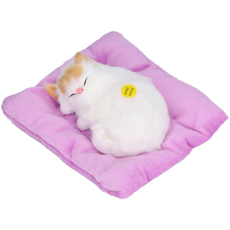 Fake Cats Sleeping Kitten Doll Toy Simulation Sleeping Cat On Pad Interactive Pet Toy with Sound Active CarbonYellow Ear Cat Shape