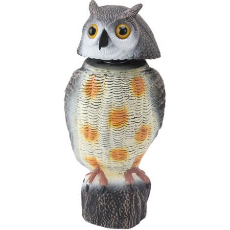 Fake Owl Statue Plastic Owl Bird Deterrents Scarecrow Owl Decoy with Shaking Head Bird Repel for Outdoor Garden Yard