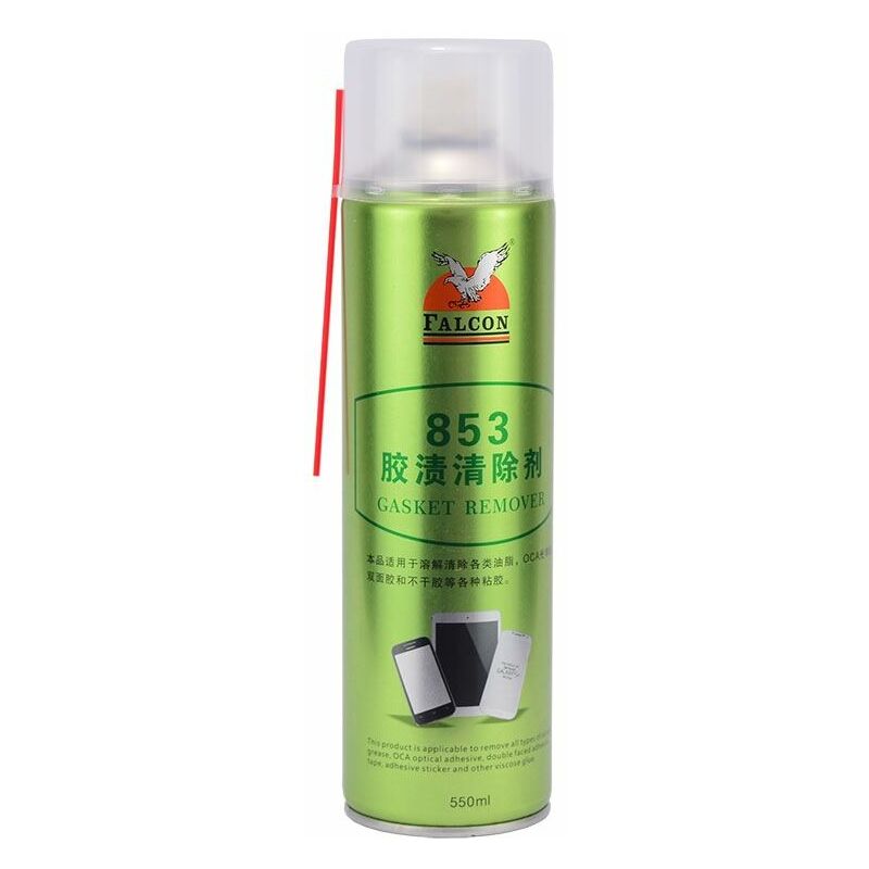 

853 Eliminador de manchas y restos pegamento OCA en pantallas de moviles en spray 550ml - Falcon