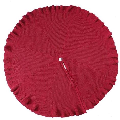 Falda de árbol de Navidad de una pieza, de punto rojo, diámetro de 122 cm, suave y elegante, ideal como decoración para fiestas navideñas.