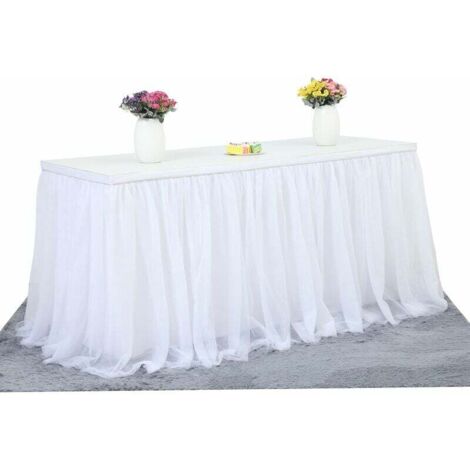 Falda de mesa de tul, mantel con falda abullonada, 183 x 75 cm