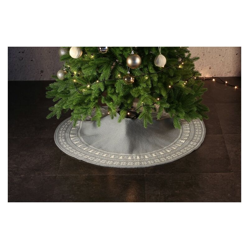 

Falda de árbol de Navidad pequeño, manta de árbol de Navidad de punto de 92 cm, tapete de falda para decoración del árbol de Navidad en casa (gris,