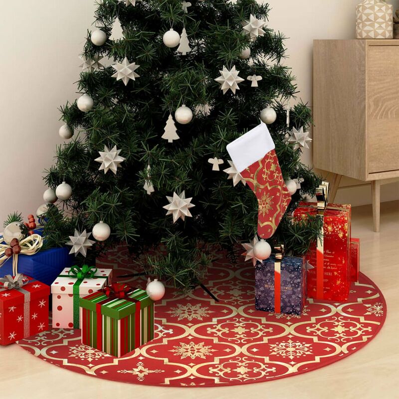 

Happyshopping - Falda del arbol de Navidad de lujo con calcetin tela roja 122cm