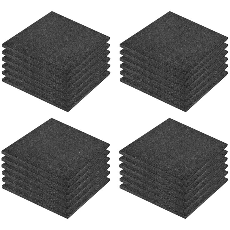 vidaXL Fall Protection Tiles Rubber 50x50x3 cm Black 24 pcs - Black