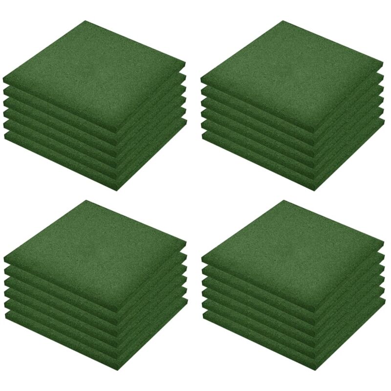 Fall Protection Tiles 24 pcs Rubber 50x50x3 cm Green - Green - Vidaxl