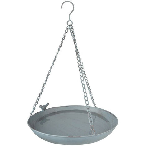 Fallen Fruits Ltd FB403 - Vasca da Bagno per Uccelli, in Metallo, Colore: Grigio
