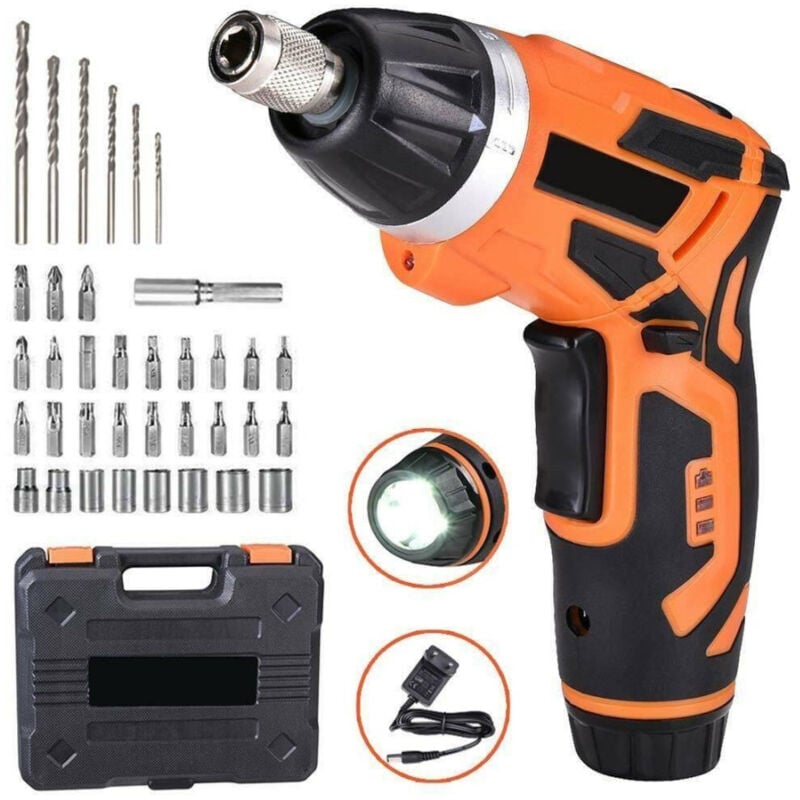 Image of Trade Shop Traesio - Trade Shop - akku-bohrschrauber mit 38 bits und led-taschenlampe -