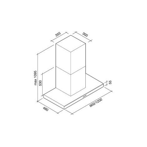 Falmec Lumina NRS. Potenza massima di estrazione: 800 m³/h, Rumorosità (velocità bassa): 33 dB, Rumorosità (velocità alta): 51 dB. Tipo: Cappa aspirante a par... - LUMINA120NERO - CLMN20.00P2NROI490F
