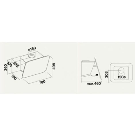 Falmec Tab. Potenza massima di estrazione: 800 m³/h, Tipo di estrazione: Aspirante, Classe di efficienza dinamica del fluido: A. Tipo: Cappa aspirante a parete, C... - TABNERO80 - CTCN80.E0P2ZZZN491F